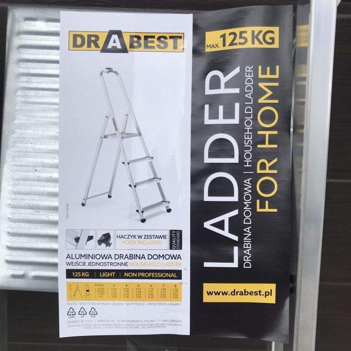 Односторонняя алюминиевая лестница Drabest BASIC 4-ступенчатая 125 кг