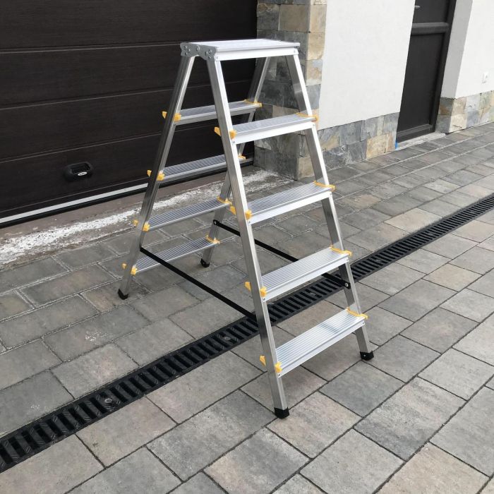 Двухсторонняя алюминиевая лестница Drabest PRO 2х5 150 кг