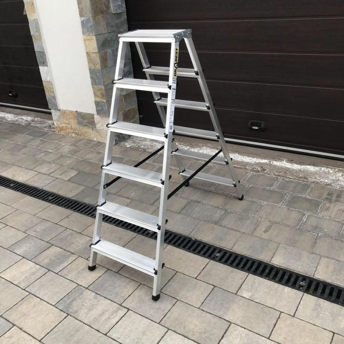 Двухсторонняя алюминиевая лестница Drabest BASIC 2х6 125 кг