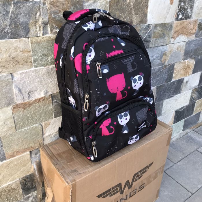 Рюкзак шкільний дитячий з пеналом Wings PANDA Чорний