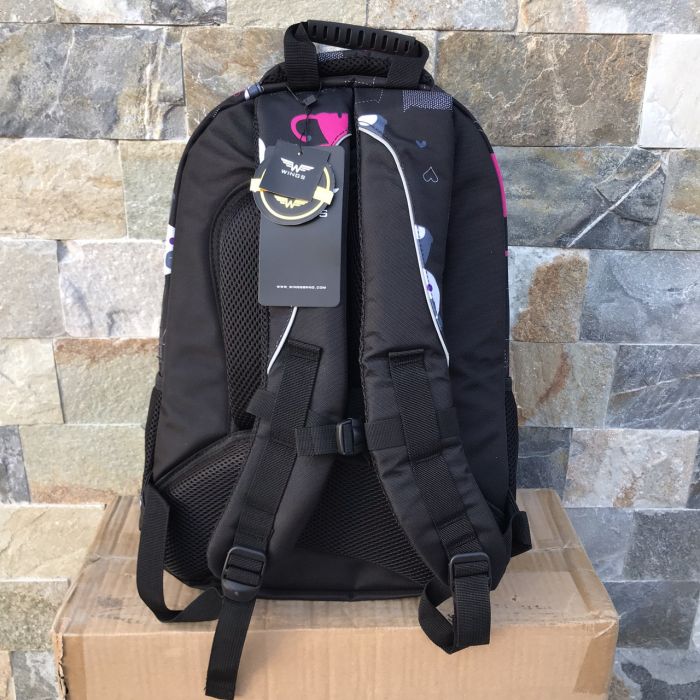 Рюкзак школьный детский с пеналом Wings PANDA Черный