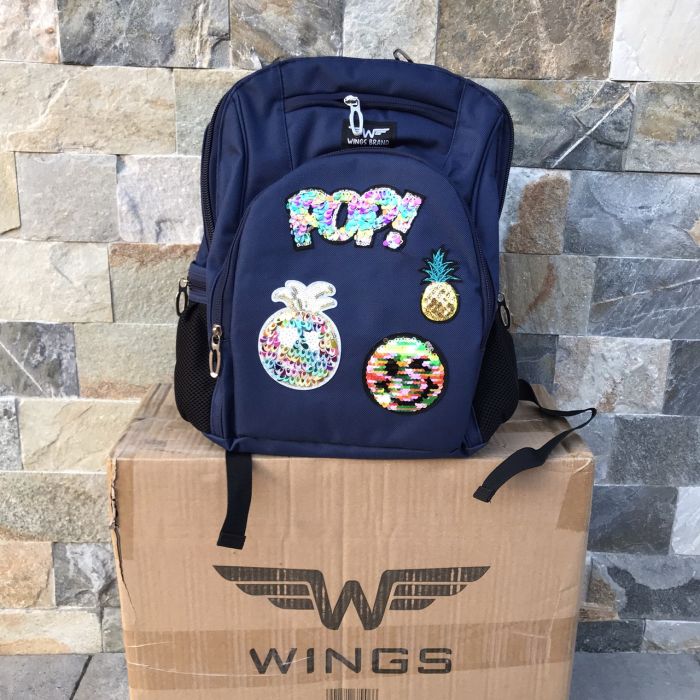 Рюкзак шкільний дитячий з пеналом Wings PATCHES Синій