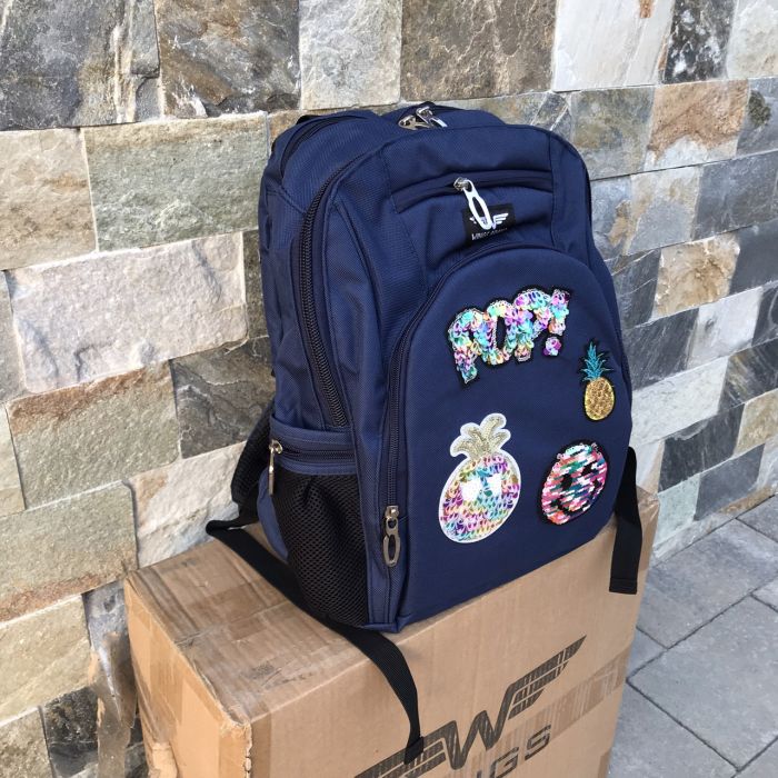 Рюкзак шкільний дитячий з пеналом Wings PATCHES Синій