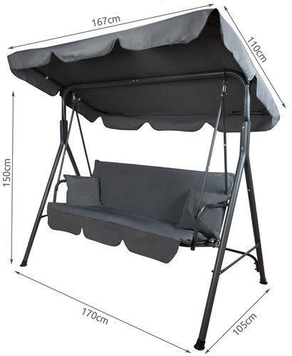 Садовые качели MALATEC 170 см 3-х местная Серый