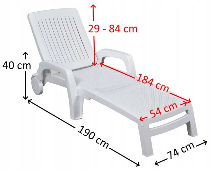Садовый шезлонг пластиковый OLER Белый