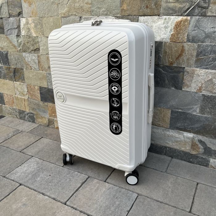 Чемодан дорожный средний из полипропилена Wings DQ181-04 M Белый