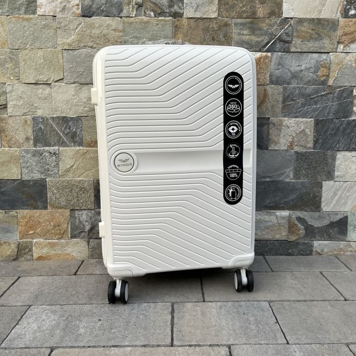 Чемодан дорожный средний из полипропилена Wings DQ181-04 M Белый