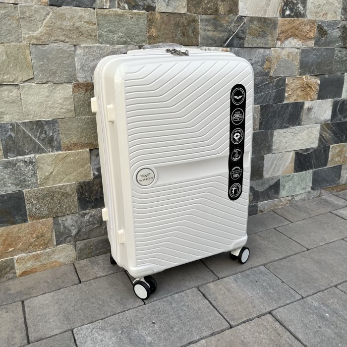 Чемодан дорожный средний из полипропилена Wings DQ181-04 M Белый