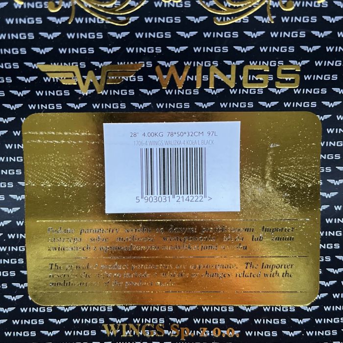 Чемодан тканевый большой Wings 1706 L Черный