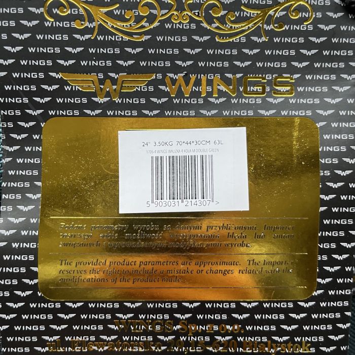 Чемодан тканевый средний Wings 1706 M Зеленый