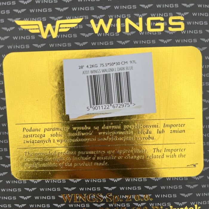 Чемодан дорожный большой Wings AT01 L Темно-синий