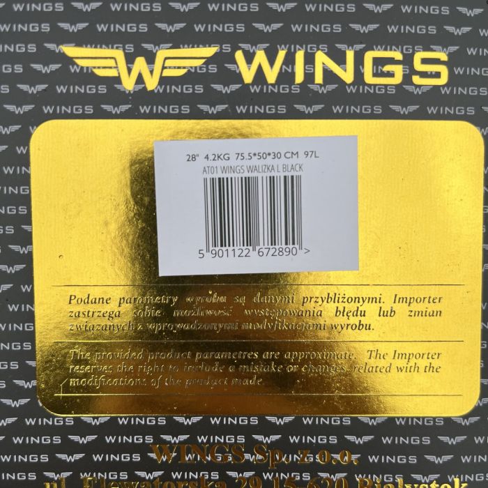 Валіза дорожня велика Wings AT01 L Чорний