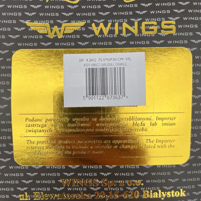 Валіза дорожня велика Wings AT01 L Оранжевий