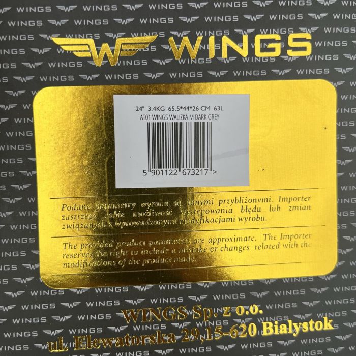 Чемодан дорожный средний Wings AT01 M Графитовый