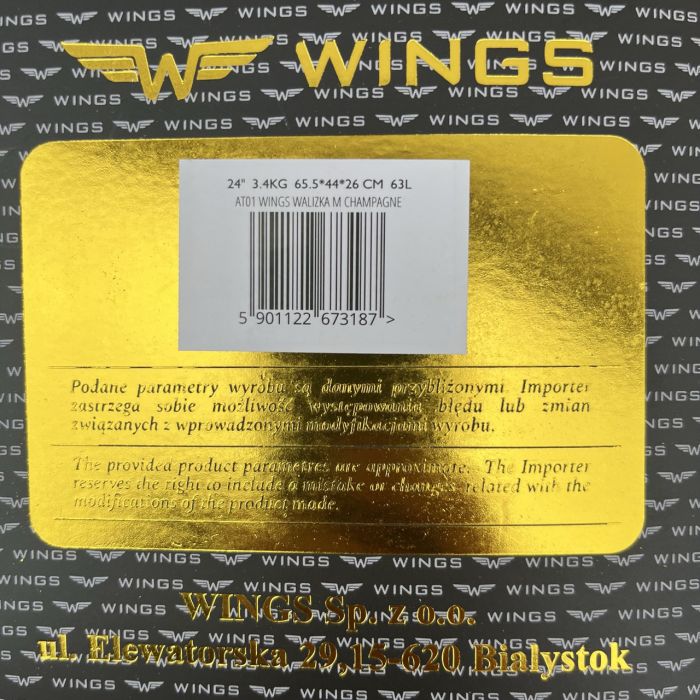 Валіза дорожня середня Wings AT01 M Шампань