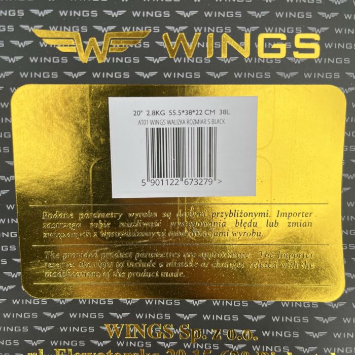 Валіза дорожня мала Wings AT01 S Чорний
