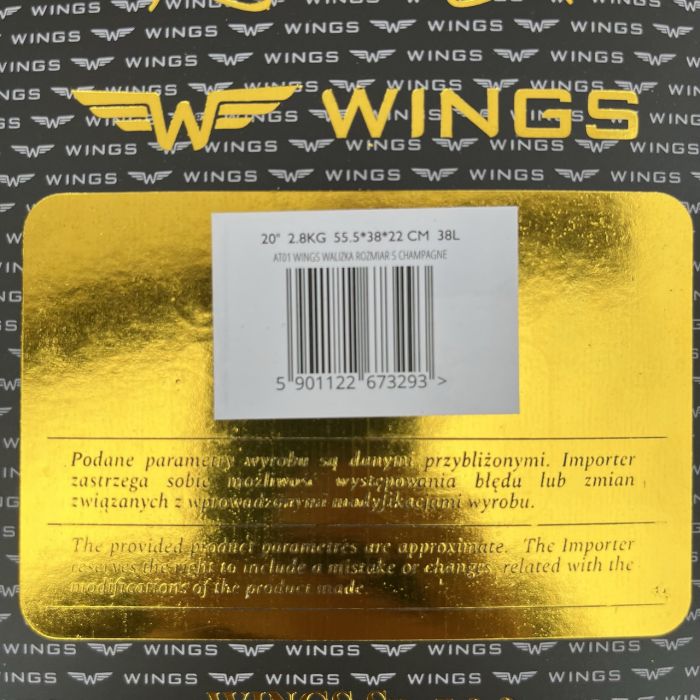 Валіза дорожня мала Wings AT01 S Шампань