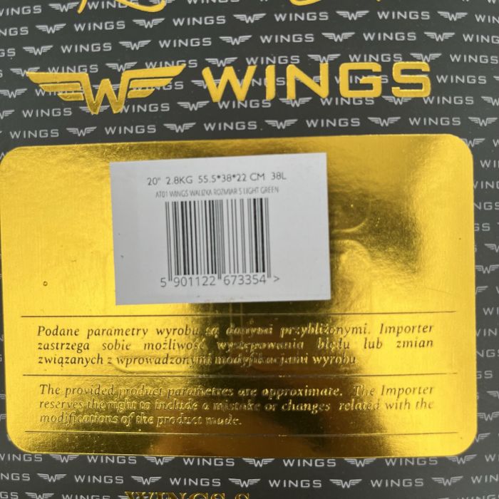 Чемодан дорожный малый Wings AT01 S Мятный