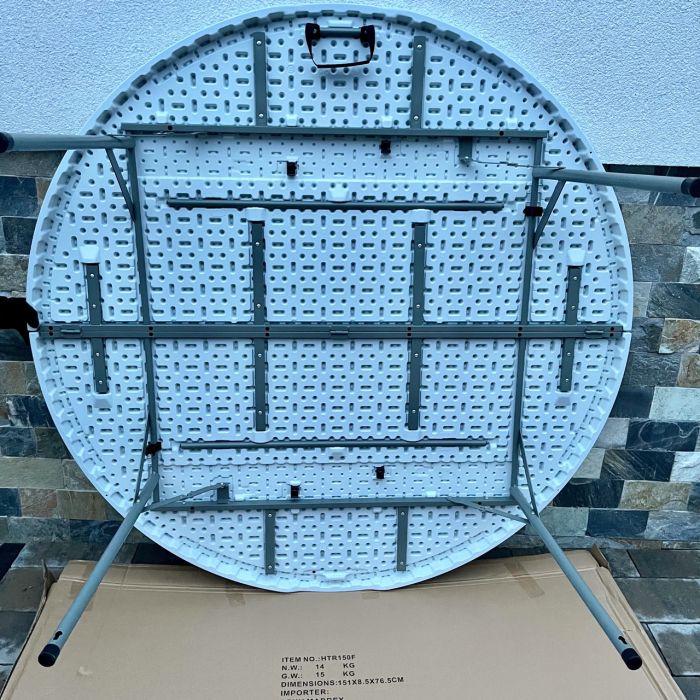 Садовый стол раскладной HTR150F 150х150х74 см Светло-серый