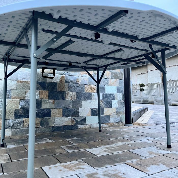 Садовый стол раскладной HTR150F 150х150х74 см Светло-серый