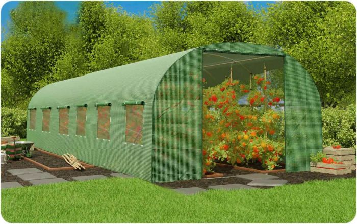 Теплица PLONOS 4918-B (профиль 25 мм, 1 вход) 6х3х2 м 18 м² Зеленый