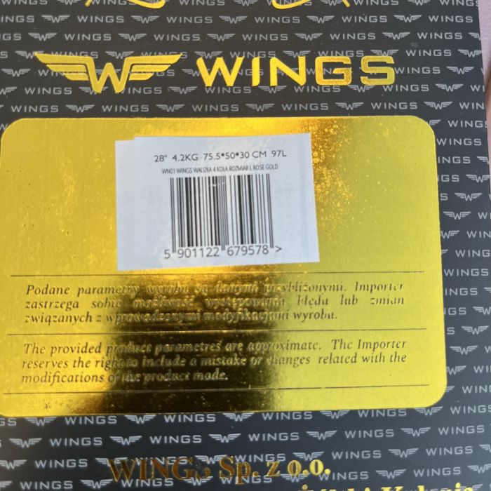 Чемодан дорожный большой Wings WN01 L Розовое золото