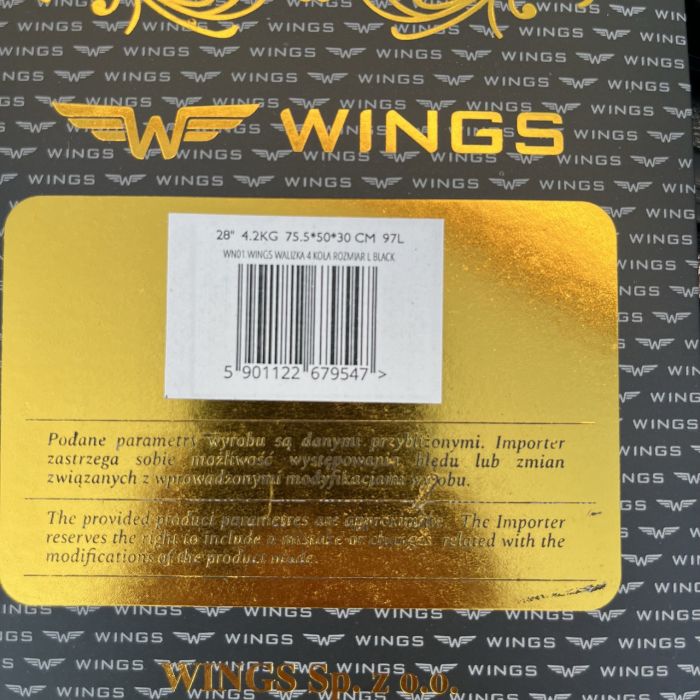 Валіза дорожня велика Wings WN01 L Чорний