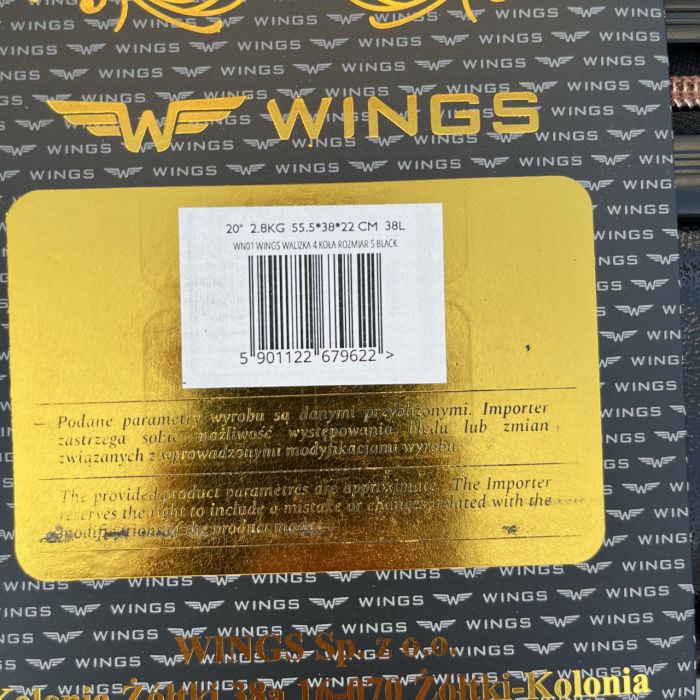 Валіза дорожня мала Wings WN01 S Чорний