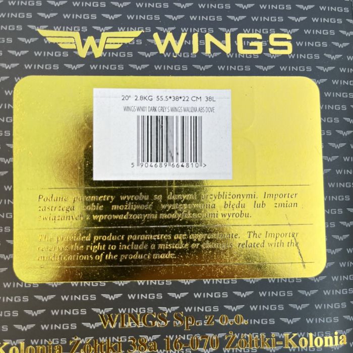 Валіза дорожня мала Wings WN01 S Графітовий