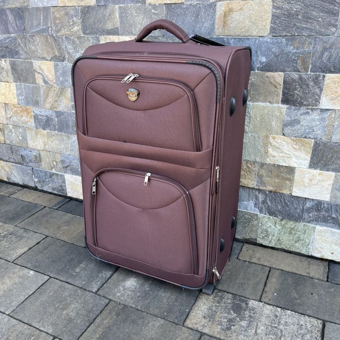 Валіза тканинна велика на 2 колесах Wings 6802 L Коричневий