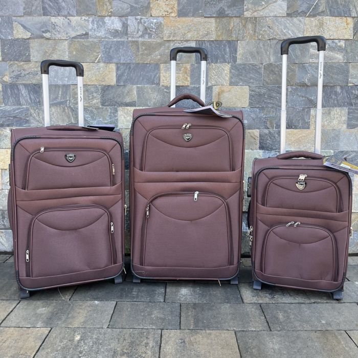 Валіза тканинна велика на 2 колесах Wings 6802 L Коричневий