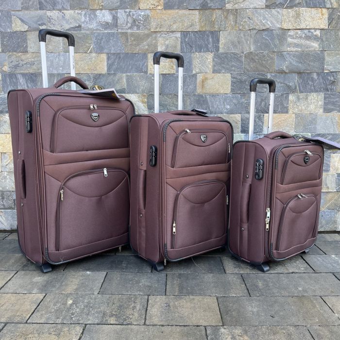 Чемодан тканевый большой на 2 колесах Wings 6802 L Коричневый