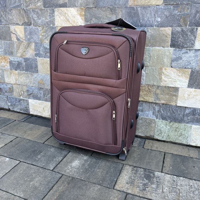 Чемодан тканевый средний на 2 колесах Wings 6802 M Коричневый