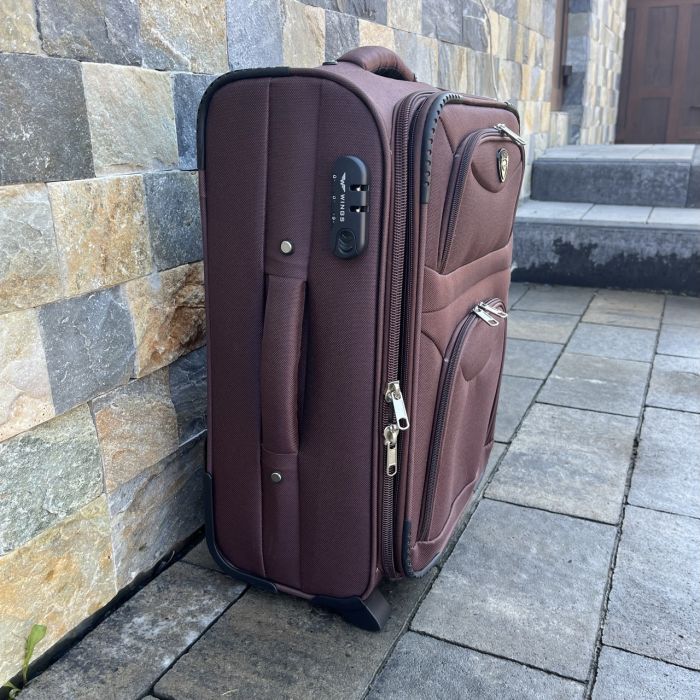 Чемодан тканевый малый на 2 колесах Wings 6802 S Коричневый