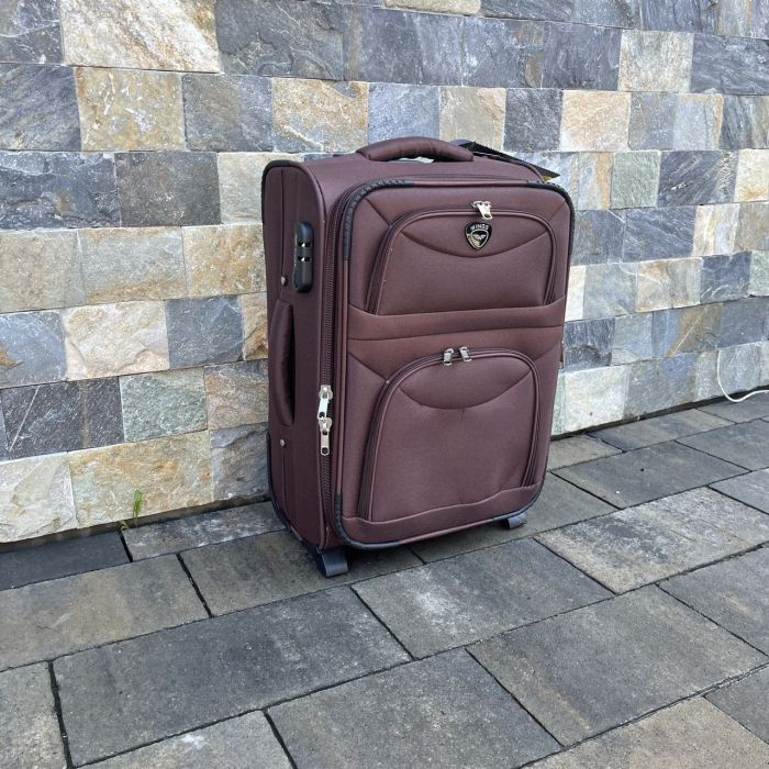 Чемодан тканевый малый на 2 колесах Wings 6802 S Коричневый