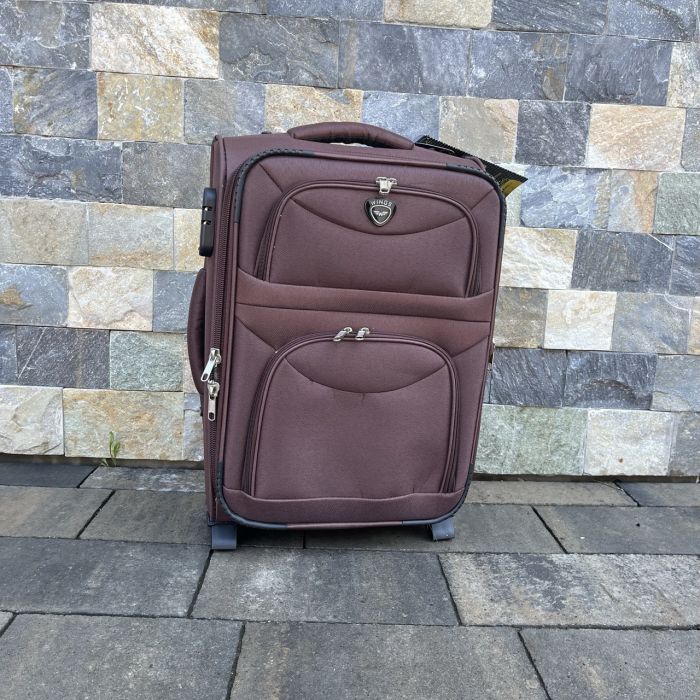 Чемодан тканевый малый на 2 колесах Wings 6802 S Коричневый