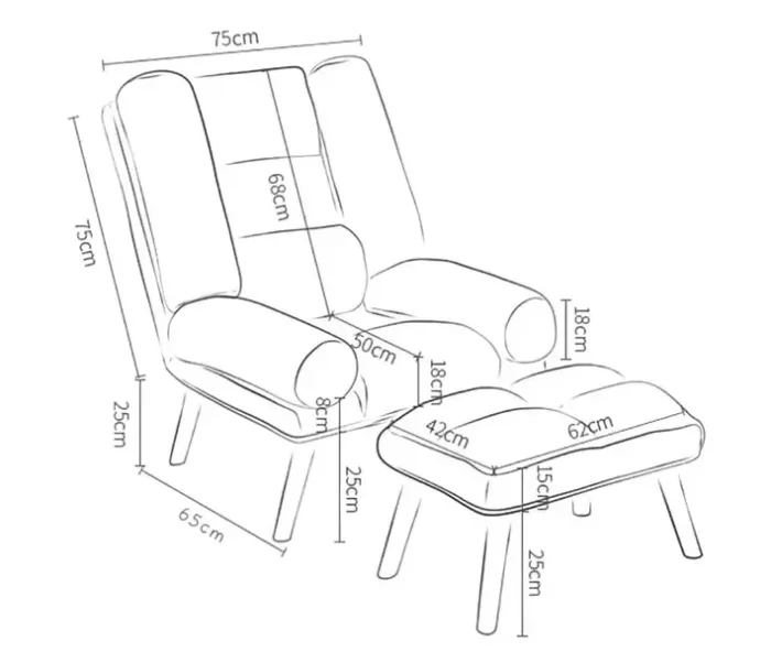 Розкладне крісло Uszak DIOR з підставкою для ніг сіре