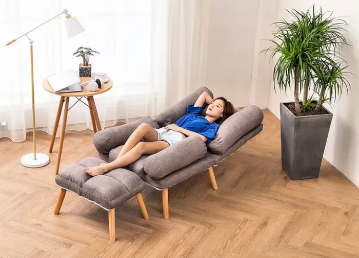 Розкладне крісло Uszak DIOR з підставкою для ніг сіре