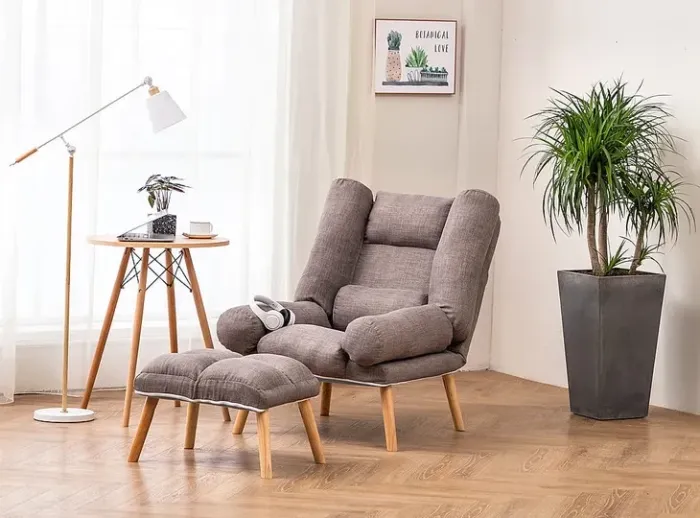 Розкладне крісло Uszak DIOR з підставкою для ніг сіре