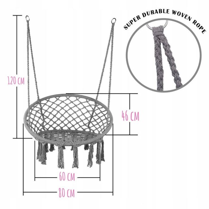 Подвесное кресло-качалка с водонепроницаемой подушкой GRAZIA 2307 Темно-серый