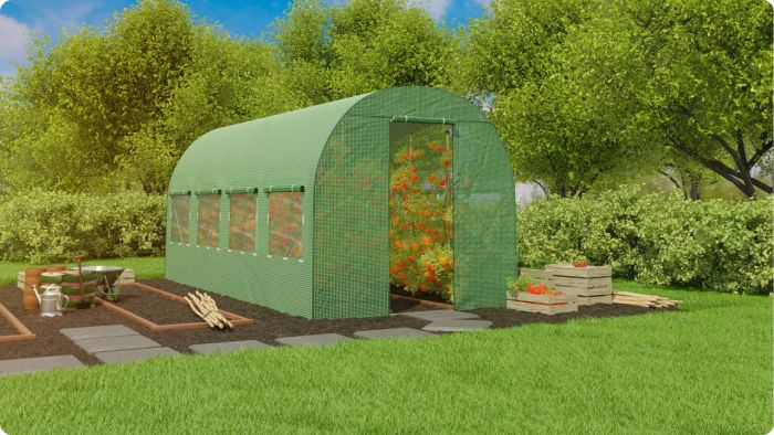 Теплица PLONOS 4973-B (профиль 25 мм, 2 входа) 4х2,5х2 м 10 м² Зеленый