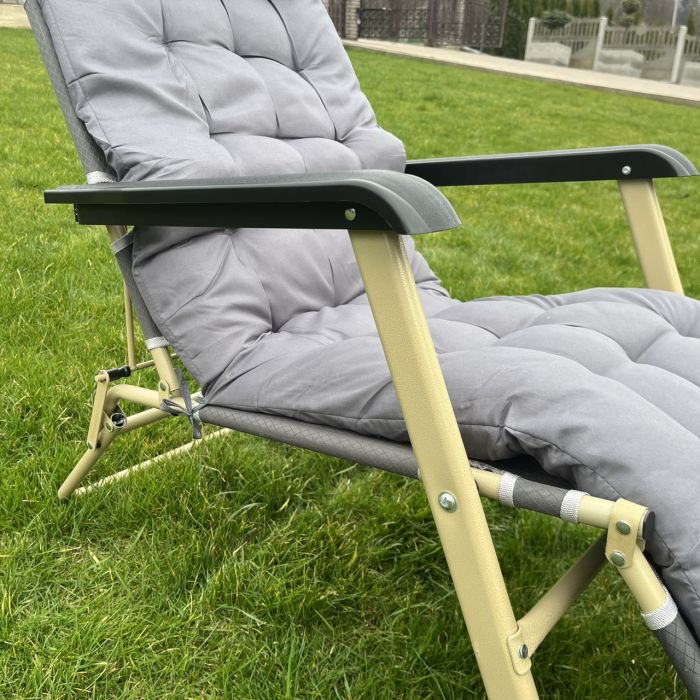 Садовый шезлонг тканевый + матрас IdealGarden Серый