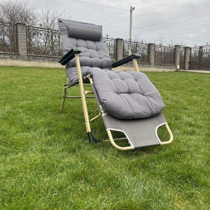 Садовый шезлонг тканевый + матрас IdealGarden Серый