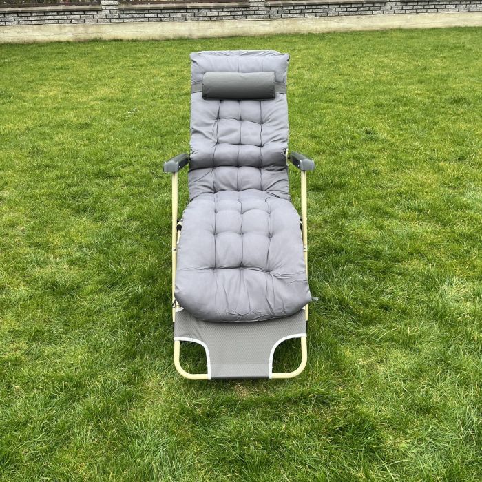 Садовый шезлонг тканевый + матрас IdealGarden Серый