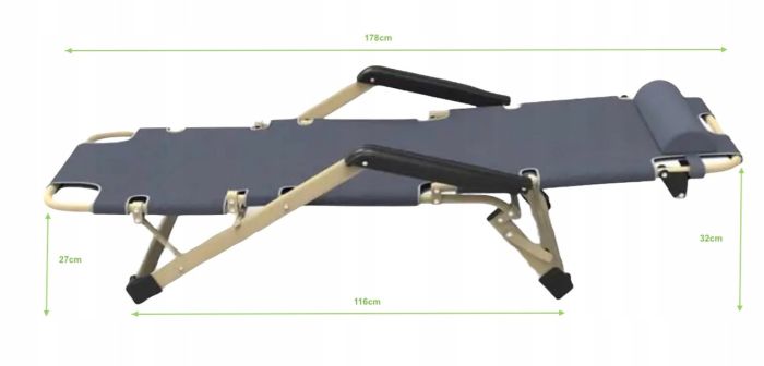 Садовый шезлонг тканевый + матрас IdealGarden CT-SF02-2408 Черно-синий