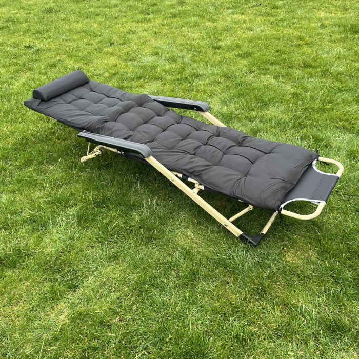 Садовый шезлонг тканевый + матрас IdealGarden Черный