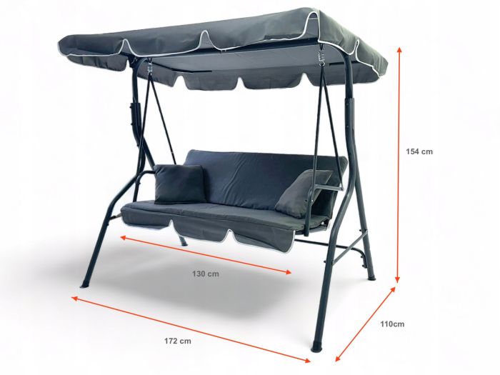 Садовые качели IdealGarden MAS-4003A 3-х местные Графитовый