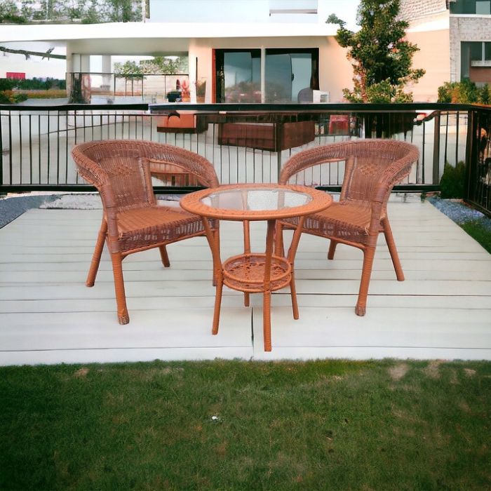 Набор садовой мебели IdealGarden MAS-RS - стол 60 см + 2 кресла | Светло-коричневый