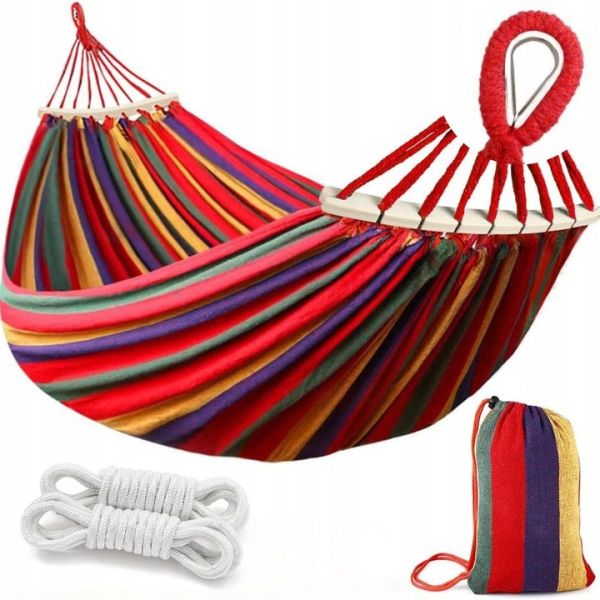 Подвесной двухместный садовый гамак Bluegarden 200х150 см Красный