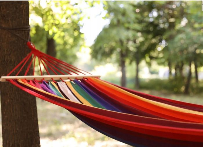 Подвесной двухместный садовый гамак Bluegarden 200х150 см Красный